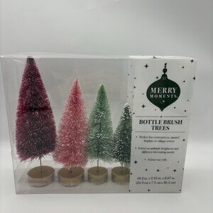 Merry Moments Bottle Brush Trees, Christmas Holiday Home Tabletop Mantle Decor